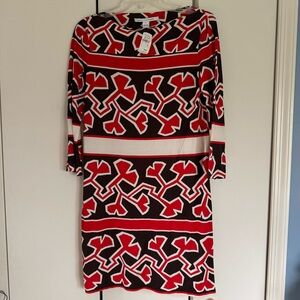 Diane Von Furstenberg Red and Black Geometric Dress